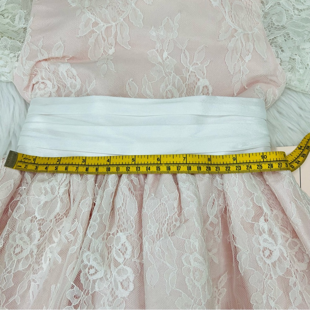 Sweet Kids Soft French Lace  with Dupioni Girls Dress SK724 Blush Color - Picture 13 of 13